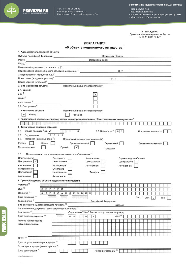 пример заполненной декларации